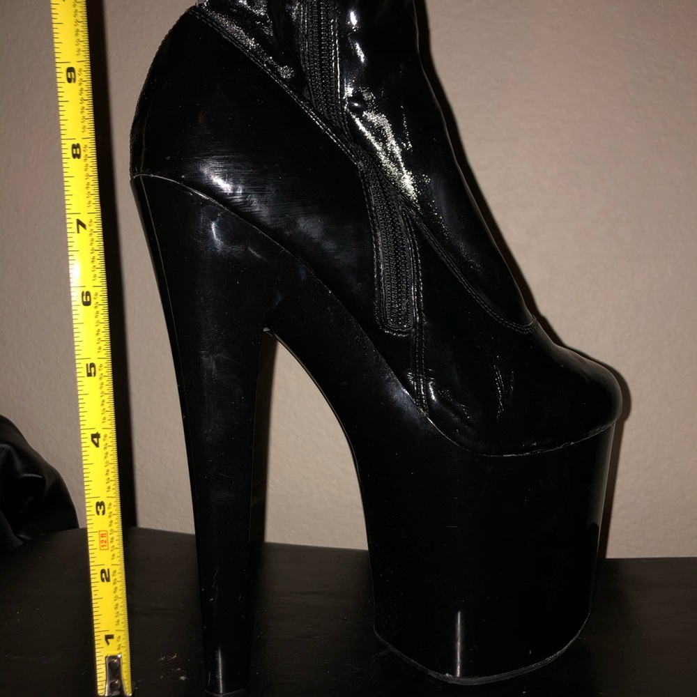HOT Fetish Stripper Goth Vegan Patent Boots